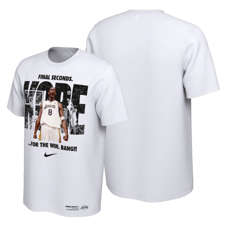 Men's Los Angeles Lakers Kobe Bryant #8 NBA Day Mamba Week White Basketball T-Shirt YXR8383KR